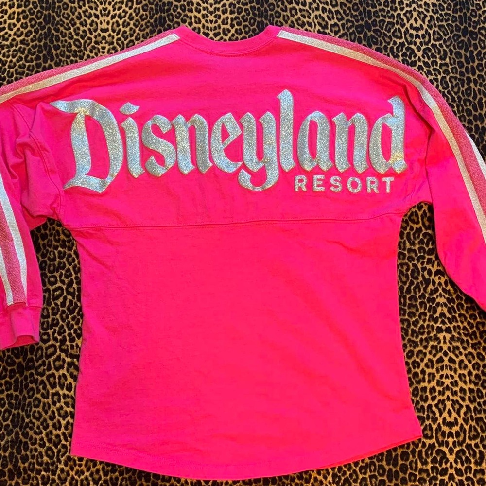 Hot pink Disneyland Resort Spirit Jersy Sweatshirt with Silver Glitter L…